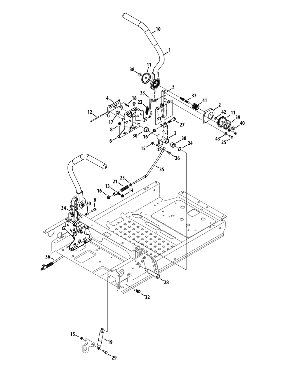 Controls Diagram and Parts List for Z-FORCELZ60 (53AGD-53AGD050)(2015) Cub Cadet Lawn Tractor